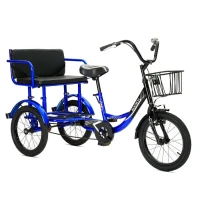  Велосипед детский трехколесный двухместный РВЗ Космос/Звезда 16" 1 скорость  